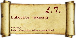 Lukovits Taksony névjegykártya
